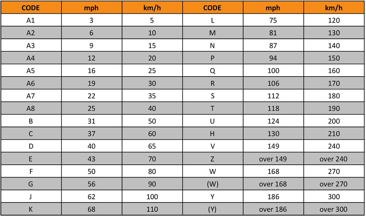 Load Index and Speed Rating in Vizzoni Format