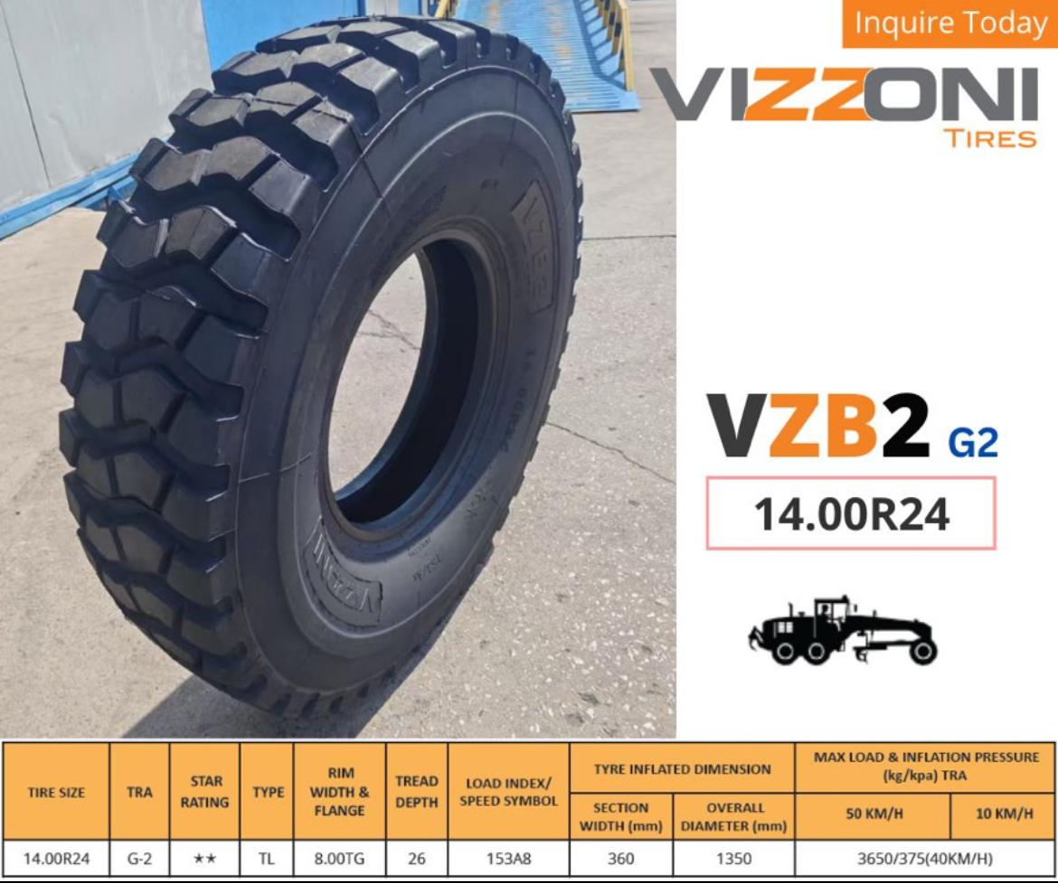 VZB2 G2 OTR tire for mining and grading in Chile – deep tread for challenging terrain