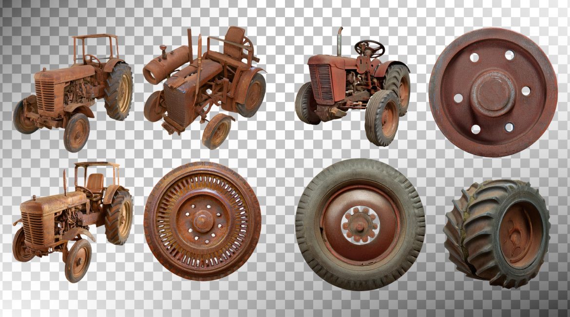 Farmer comparing bias vs radial agriculture tires on a modern tractor